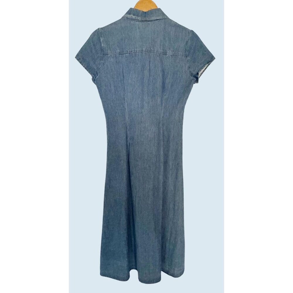 Vintage SWEET SODA Midi Length Full Button Denim Dress 80s / 90s Sz S - Picture 3 of 6